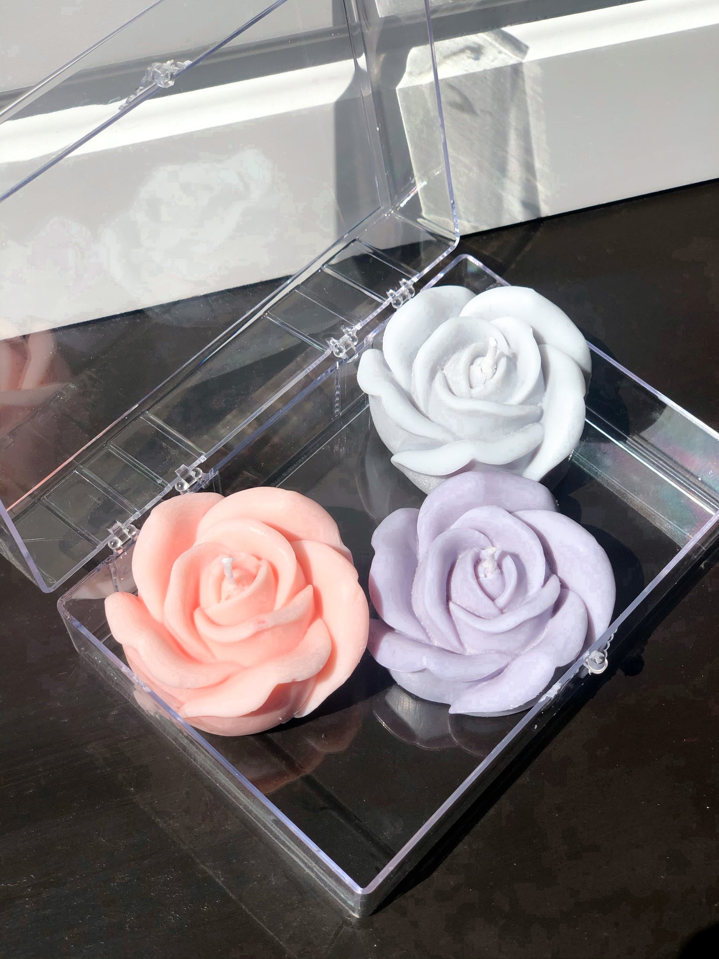Pastel Love Triangle Rose Candle Set